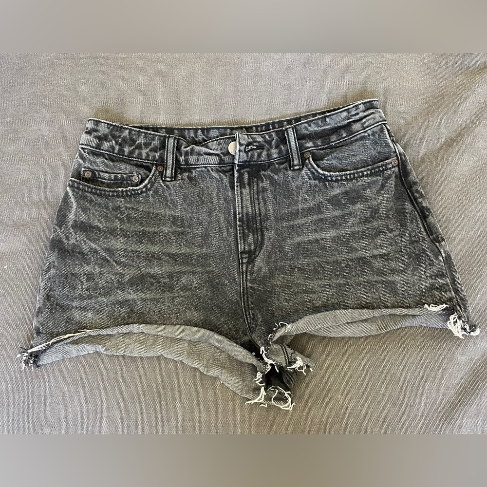 Allsaints Nyla High Waist Raw Denim in Washed Black